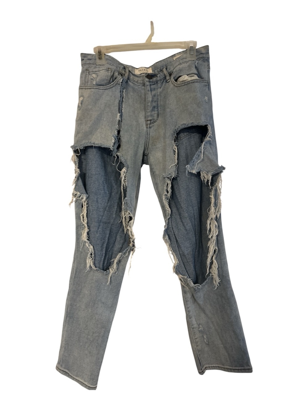 PacSun Distressed Light Blue Boyfriend Jeans 16 in waist pockets 100% cotton